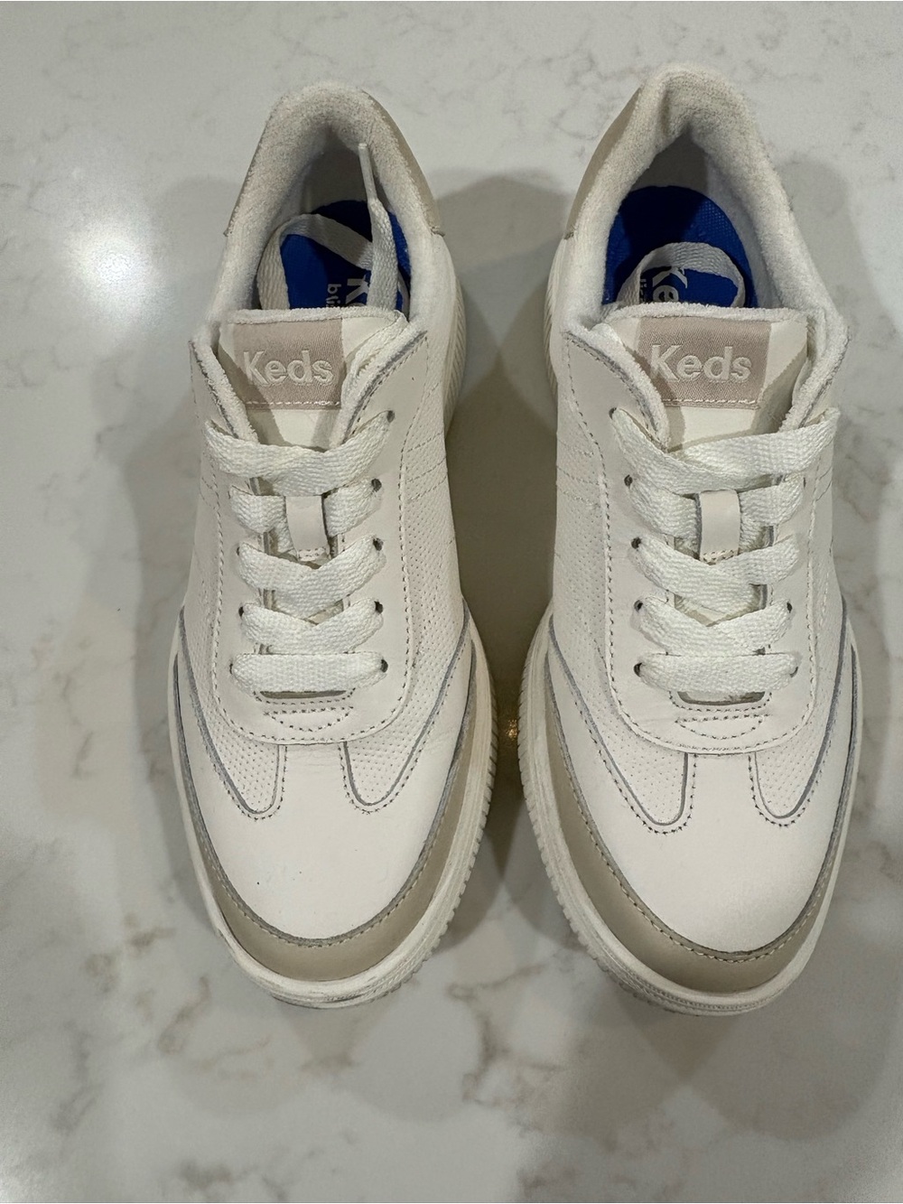 Keds Kids White and Gray Lace-Up Sneakers